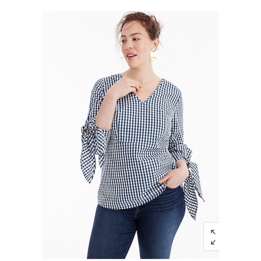 J Crew poplin tie sleeve top - Picture 3 of 6